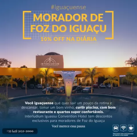 Imagem representativa: Hotel em Foz do Iguaçu com desconto para Morador | 10% OFF na diária
