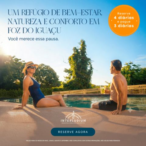 Imagem representativa: Hotel Interludium | Fique 4 noites e pague 3 em Foz do Iguaçu