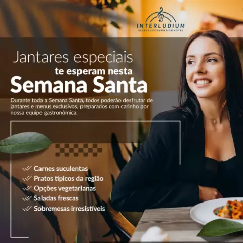 Imagem representativa: Jantares especiais na Semana Santa do Interludium Iguassu Convention Hotel em Foz do Iguaçu