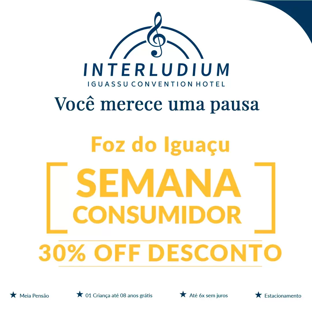 Imagem representativa Hospedagem Semana do Consumidor com 30% OFF em Foz do Iguaçu